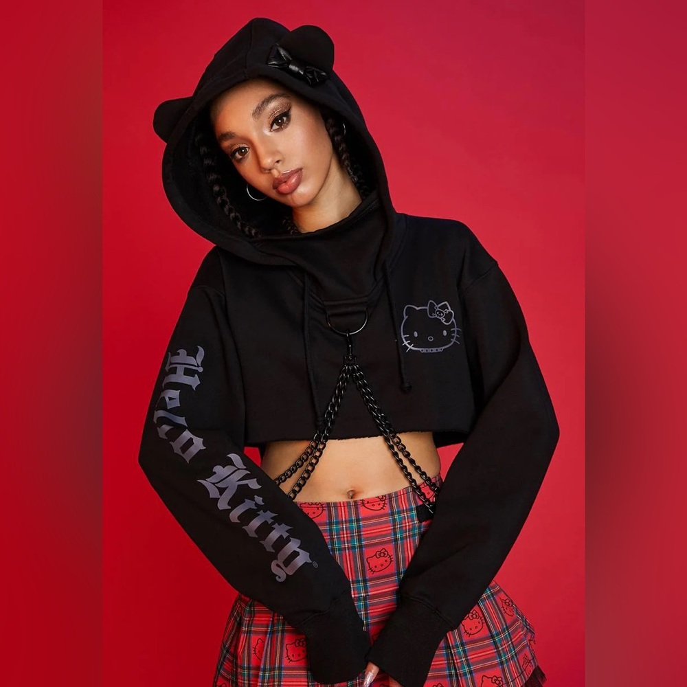 Hello Kitty Dollskill  TROUBLEMAKER CROPPED HOODIE